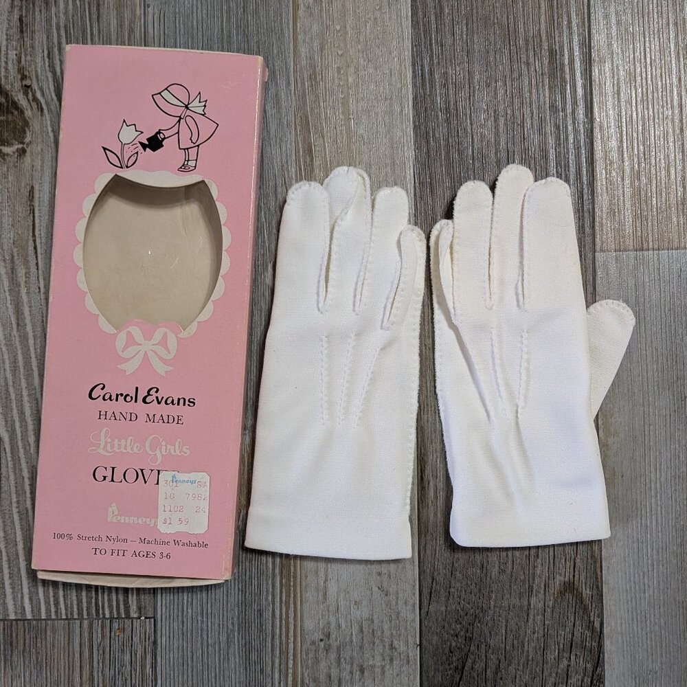 Vintage Carol Evans Hand Made Little Girls Gloves Fit Ages 3-6
